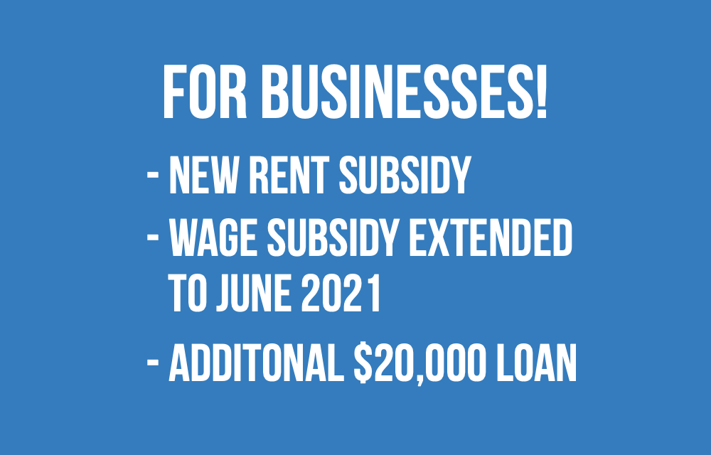 New Canada Emergency Rent Subsidy | Wage Subsidy extended | CEBA additional $20,000 loan